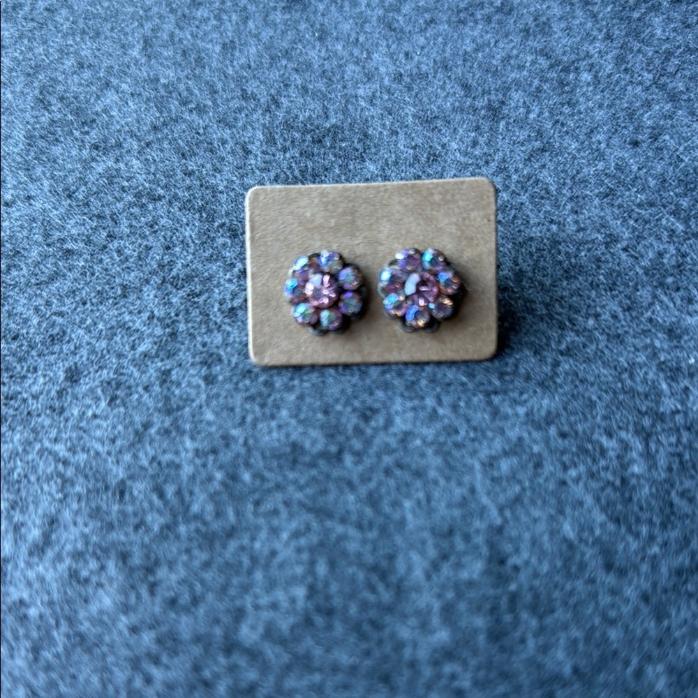 Dainty‎ Pink iridescent Crystal Stud Earrings